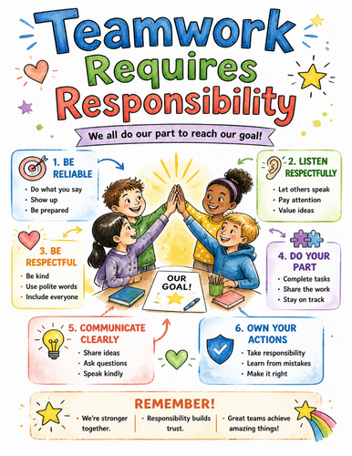 Teamwork Requires Responsibility I Educational Poster I Classroom Decor