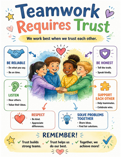 Teamwork Requires Trust I Educational Poster I Classroom Decor