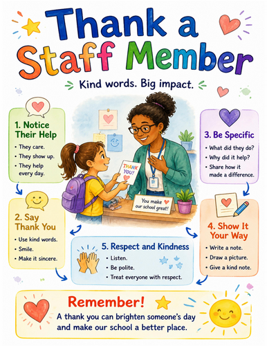 Thank a Staff Member I Educational Poster I Classroom Decor