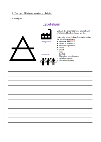 Marxism on religion worksheet