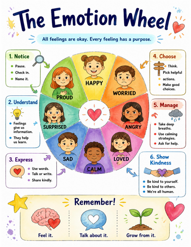 The Emotion Wheel I Educational Poster I Classroom Decor