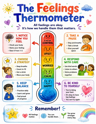 The Feelings Thermometer I Educational Poster I Classroom Decor