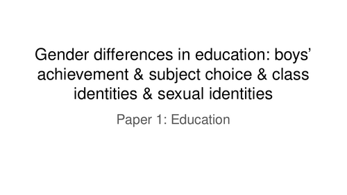 Gender Issues in Education - Multiple Choice Questions