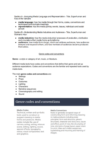 Genre in Film Posters Worksheet -  A Level Media Studies