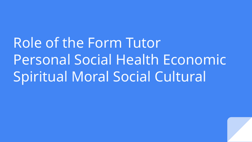 Role of the Form Tutor - Training