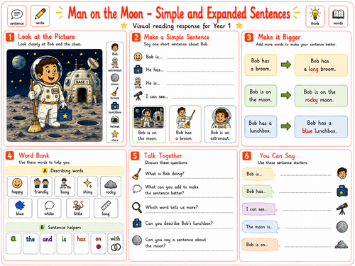 Man on the Moon (A Day in the Life of Bob) | Year 1 Complete 15-Lesson English Unit Pack