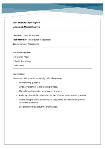 EdExcel GCSE Practice Paper