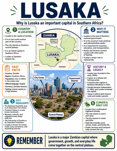Lusaka I Capital City I Infographic