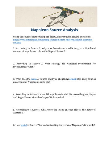 Rise and Fall of Napoleon Source Analysis Worksheet