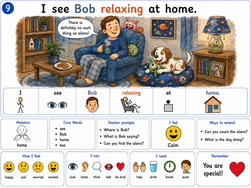 Man on the Moon (A Day in the Life of Bob) dual coded symbol adapted reading resource