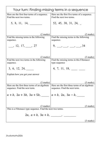 IGCSE & GCSE Working with Sequences ~ nth Term of a Quadratic Sequence