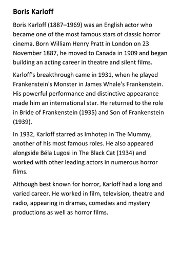 Boris Karloff Handout