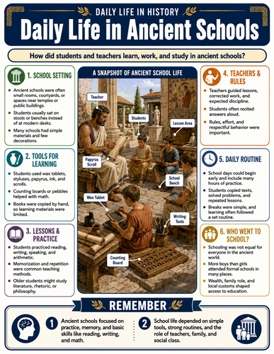Daily Life in Ancient Schools I Infographic