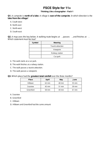 FSCE Style for 11+ prep - Geography Paper 1