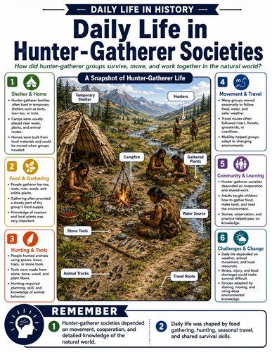 Daily Life in Hunter-Gatherer Societies I Infographic