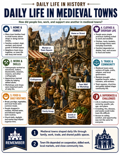 Daily Life in Medieval Towns I Infographic