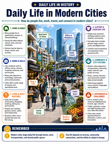 Daily Life in Modern Cities I Infographic