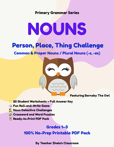 Nouns Worksheets Pack: Grades 1-3