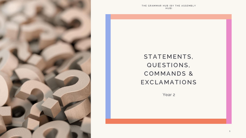 Year 2 Statements, Questions, Commands & Exclamations | Presentation & Worksheets