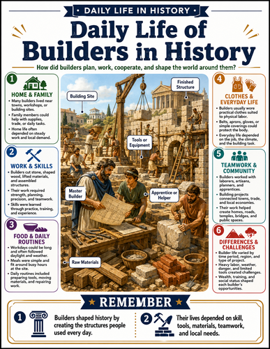 Daily Life of Builders in History I Infographic