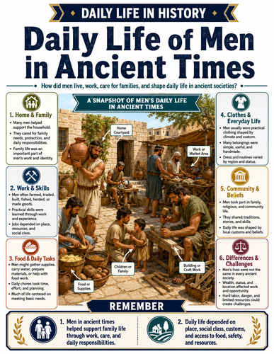Daily Life of Men in Ancient Times I Infographic