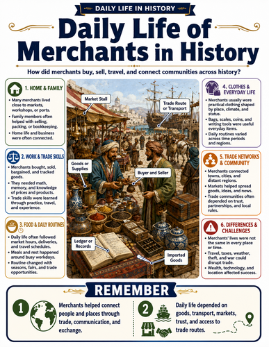 Daily Life of Merchants in History I Infographic