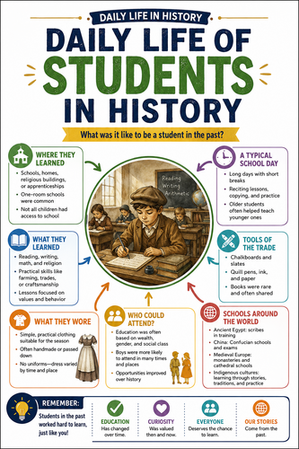 Daily Life of Students in History I Infographic