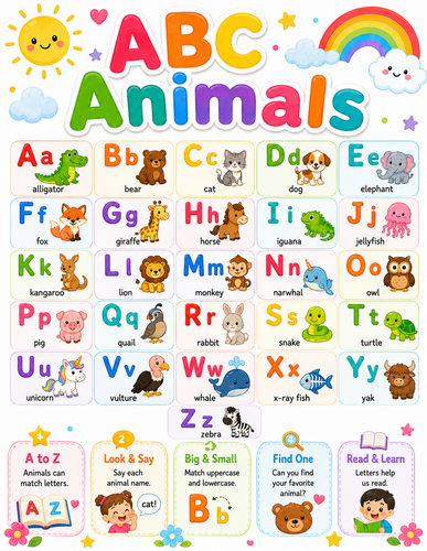 ABC Animals I Preschool I Infographic