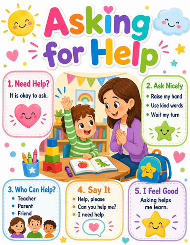 Asking for Help I Preschool I Infographic