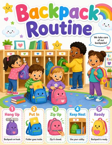Backpack Routine I Preschool I Infographic