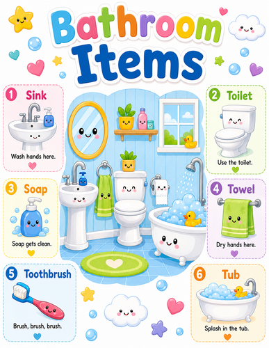 Bathroom Items I Preschool I Infographic