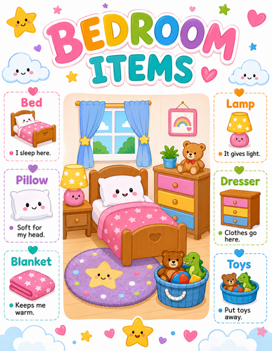 Bedroom Items I Preschool I Infographic