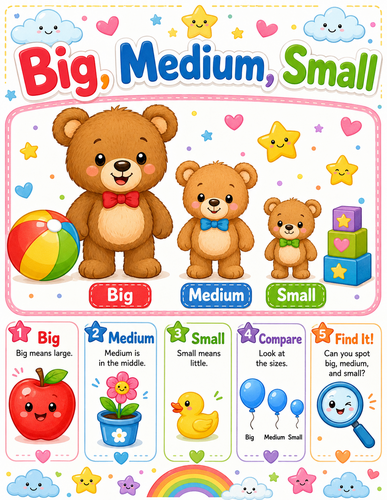 Big, Medium, Small I Preschool I Infographic
