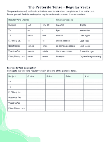 Preterite Tense (Pretérito Indefinido) - Holidays / Vacaciones (3 lessons)