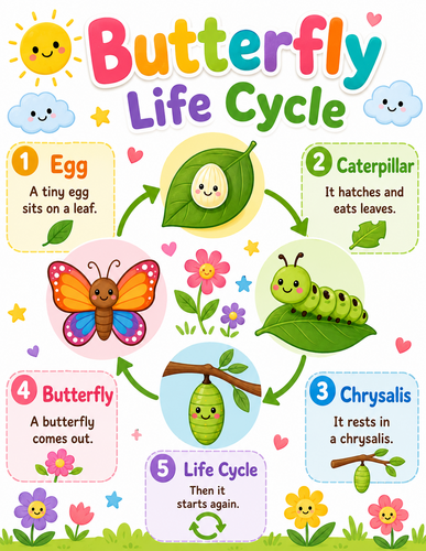 Butterfly Life Cycle I Preschool I Infographic