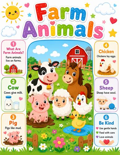 Farm Animals I Preschool I Infographic