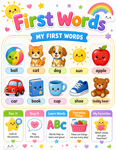 First Words I Preschool I Infographic