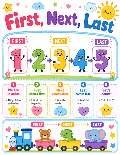 First, Next, Last I Preschool I Infographic