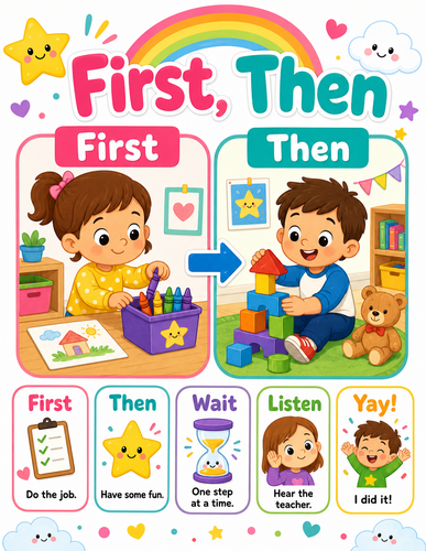 First, Then I Preschool I Infographic