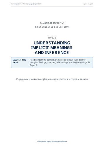 Comprehensive 25-page resource on implicit meanings and inference.