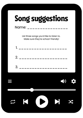 Song Suggestions Classroom Activity | Student Music Request Forms | 2 Templates | PDF