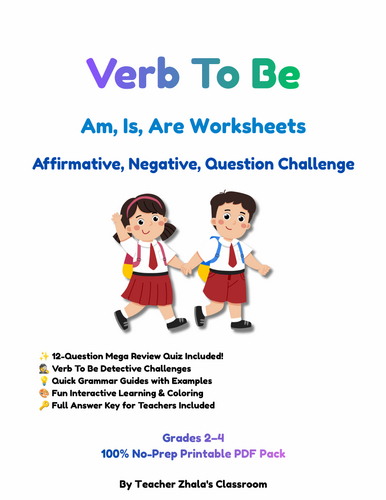 Verb To Be Grammar Worksheets: Grades 2-4