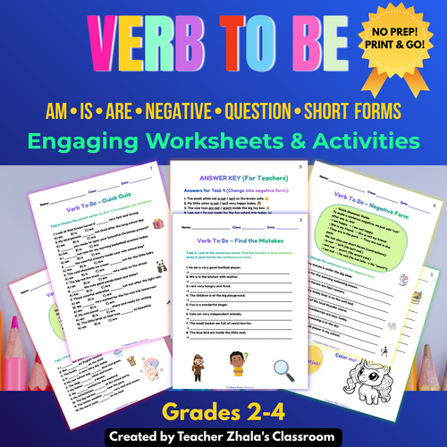 Verb To Be Grammar Worksheets: Grades 2-4