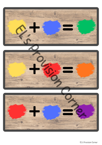 Primary colour mixing display cards- EYFS- KS1- continuous provision