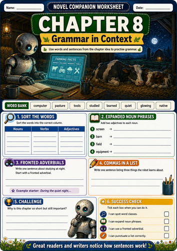 wild robot worksheets