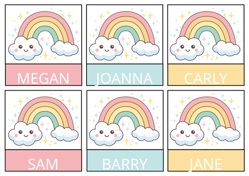 Multi-Use Children's Name Labels (Rainbow Style)