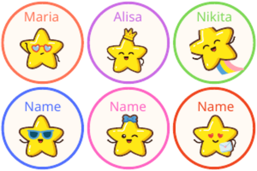 Multi-Use Children's Name Labels (Stars)