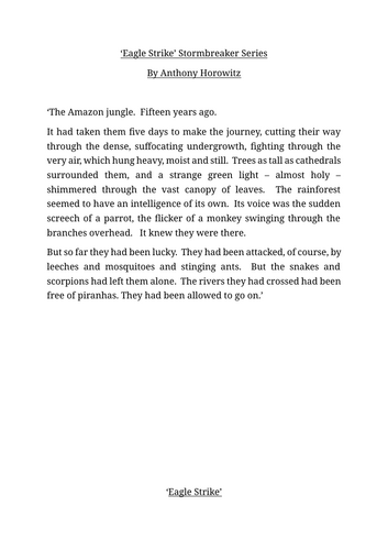 KS2  Reading Comprehension' Eagle Strike'  – Retrieval/ Word Meaning/Inference  questions /answers