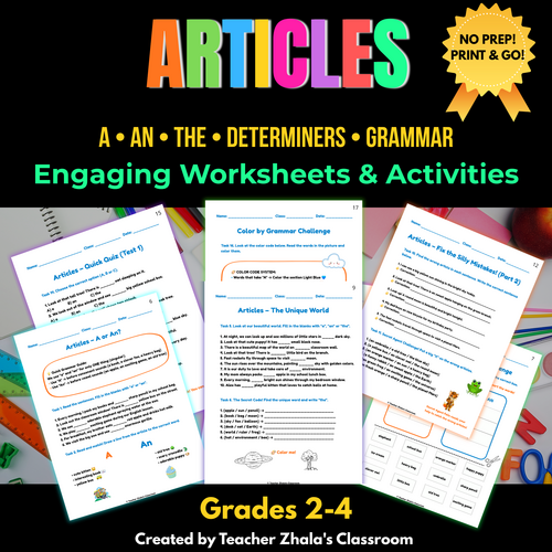 Articles A An The Worksheets: Grades 2-4