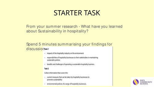 BTEC Level 3 Hospitality - Unit 2 Full lessons